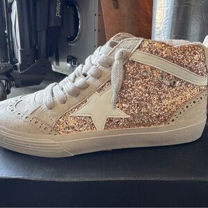 Women's Glitter High-Top Sneaker - Rose Gold/White